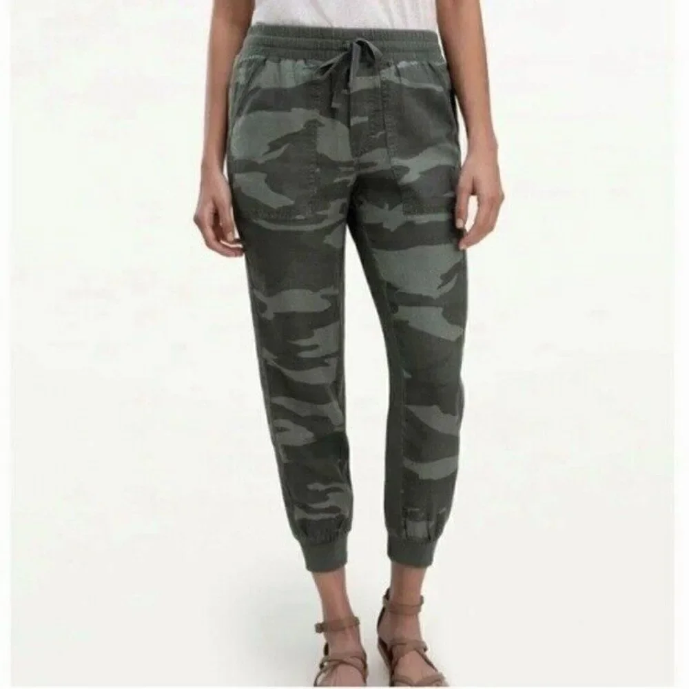 Splendid Lakeside Camo Joggers Army Green High Rise Pull-On Straight Leg Pants S - Picture 4 of 13
